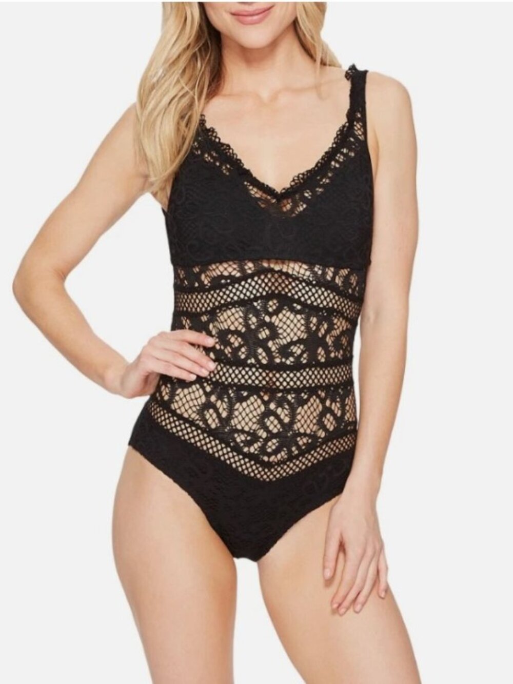 Becca Crochet One Piece Black Swimsuit